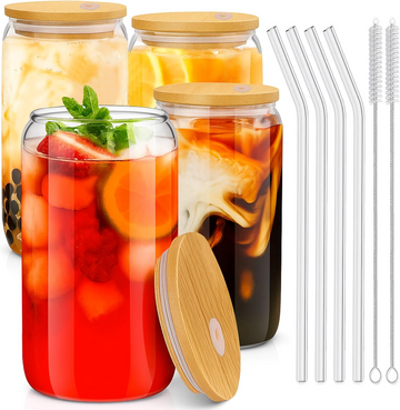 Astra Design Glass Cups Set of 4 – 15oz Clear Drinking Glasses