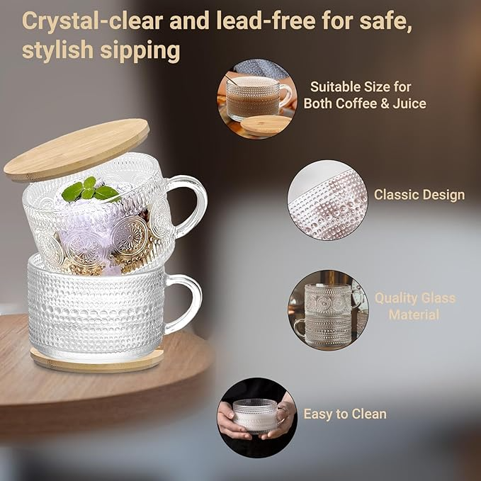 Astra Design Vintage Glass Coffee Mugs Set of 4