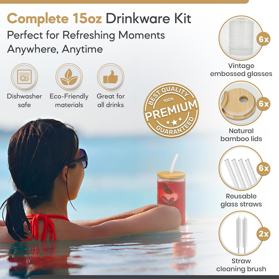 Astra Design Vintage Beaded Glass Cups Set of 6