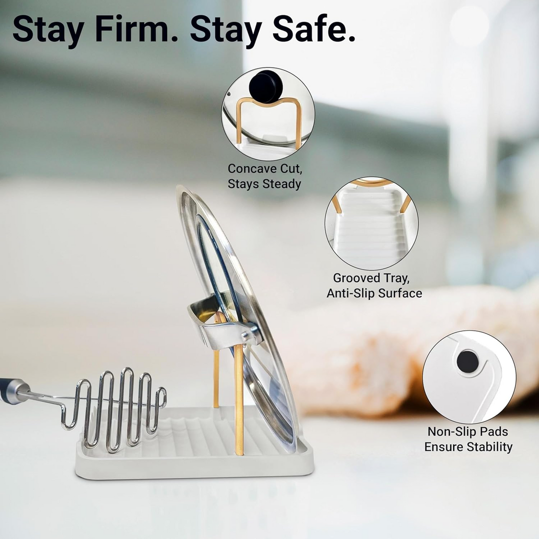 Astra Design Spoon and Lid Holder Rack – Modern Kitchen Organizer